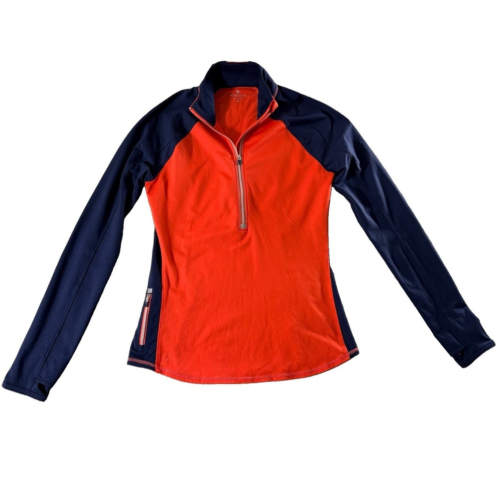Athleta Running Wild 1/2 Zip Pullover‎ Jacket Women's S Thumb Holes Zip Pocket
